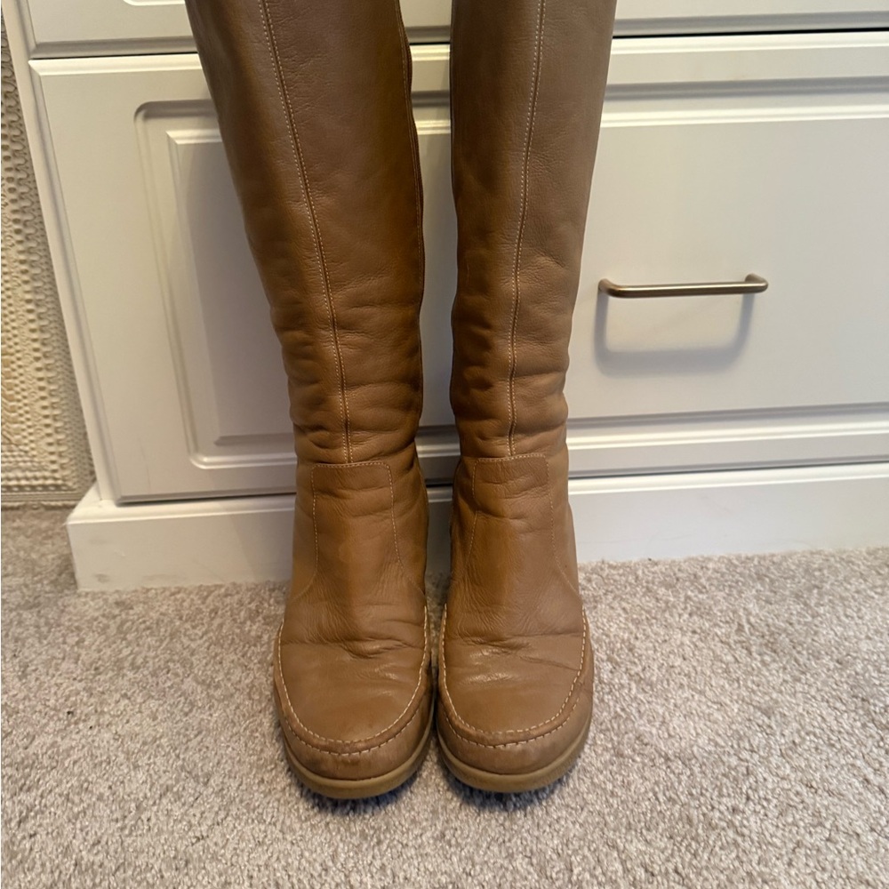 Brown Leather Knee-High Boots